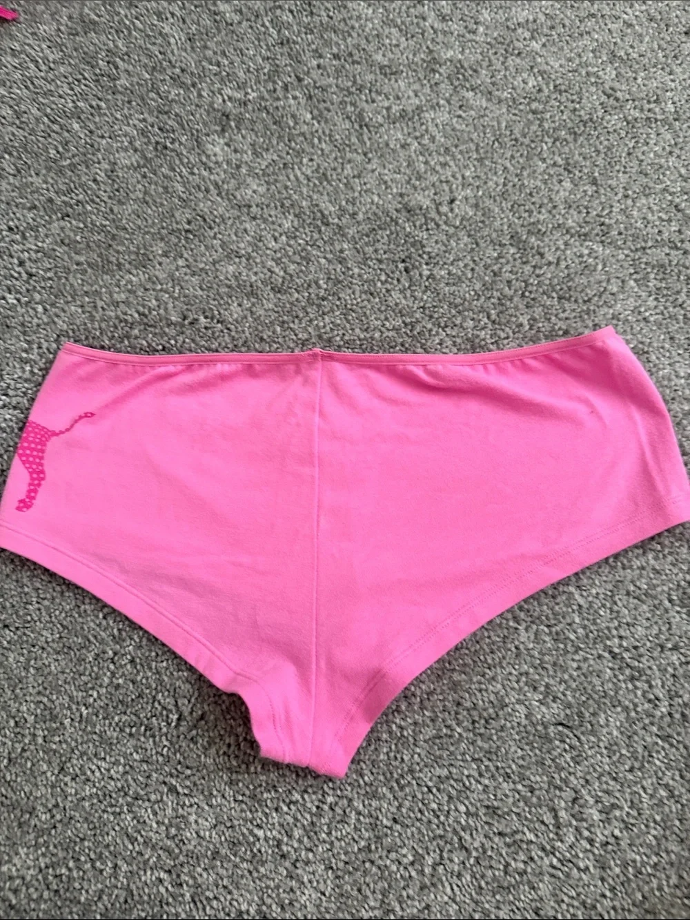 PINK Victoria's Secret Bright Pink Cotton Boyshorts with Rhinestone Accent - Picture 3 of 3
